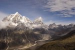jiri-chukhung View of Taboche (far left) and Cholatse (center) peaks from Nangkartshang peak, Dingboche.