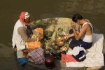 Puja along the Bagmati River near Pashupatinath Temple, Kathmandu.