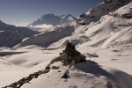 View towards the Annapurnas from Thorung La pass.