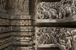 Detail on the 12th century Hoysalewara Temple, Halebid.