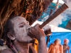 Naga Sadhu smoking charis, Kumbh Mela, Haridwar