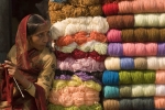Colorful yarn vendor, Varanasi.