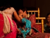 Women from the bride's family put a tikka on the groom, and also try to grab is nose to show they are still in control.