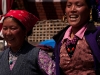 Women of Langtang dancing on their way down to retrieve articles for a new gompa